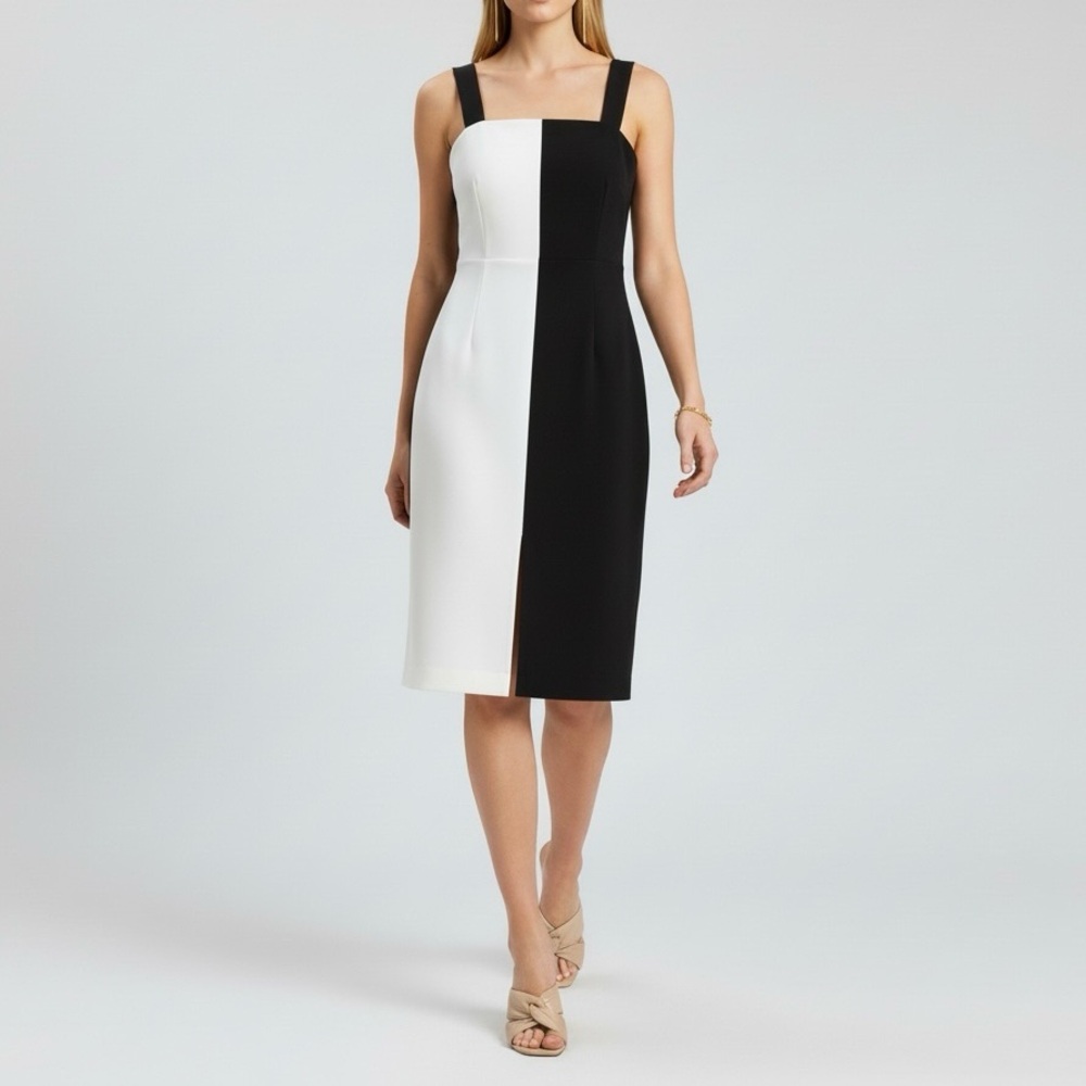 Alexia Admor NWT Marissa Black White Colorblock Dress Gold Zip Size XS